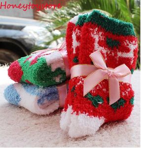 Cartoon weiche Frauen flauschige Socken Korallen Samt Winter warm warm heimisch Innenbodenstrumpfstrumpf Damen Terry Handtuch Fuzzy Weihnachtssocke DHL9842711