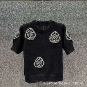 Herr t-shirts nisch design trendiga märke ljus silktråd jacquard stickad kortärmad topp
