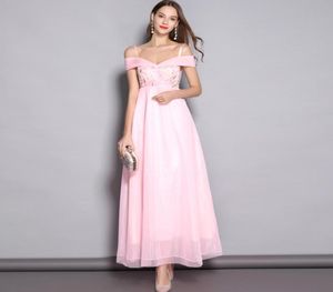 2019 Women's Spaghetti Straps Sexy the Shoulder Embroidery Evening Prom Elegant Long Runway Dresses7486274