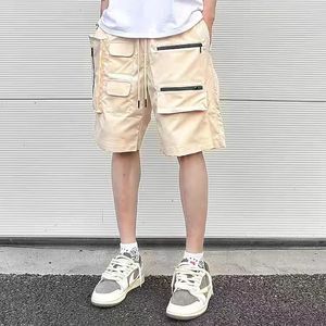 Pantaloncini da carico estivi a gamba ampia multipocchi Y2K per uomini Cleanfit Streetwear Atmosfera per atmosfera vaccucciata per ginocchia casual Lunghezza ginocchia di grandi dimensioni 240524