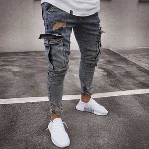 Jeans masculinos elásticos elásticos jeans laterais lateral lateral lateral de bolso de bolso de jeans de jeans de jeans