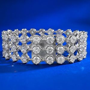 Trendy Moissanite Diamentowa bransoletka Bransoletka 100% prawdziwe 925 Bracelety ślubne srebrne dla kobiet mężczyźni