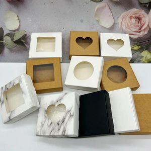 Wrap regalo 20/50 pezzi di carta per matrimoni Bocchettie Cookies Candy PVC Windows Packaging Accessori per feste di gioielli Kraft Box