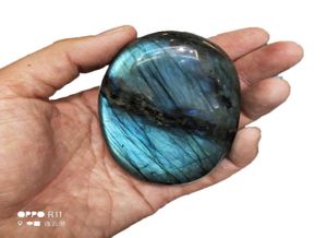 1pcs 7080mm Natural High Quality Labradorite Clear Crystal Blue Calcite Tumbled Stone Bead Point Reiki Chakra Healing7301949