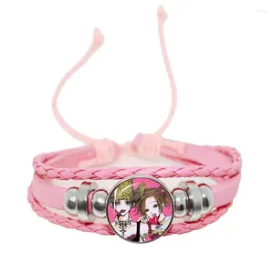 Charm Bracelets Nana Anime Lederarmband für Frauen Männer Harajuku Manga Cartoon Figur Cabochon Glas geflochten