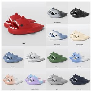 2024 designer woman sandal Summer Shark Slippers Men Couples Indoor Outdoor Shark Slides Thick Soled Shoes Sandals black white blue Gradient Flip Flops