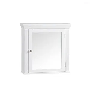 Förvaringslådor trägurmonterat skåp med spegeldörr justerbar inre hylla vit klassisk design hållbar konstruktion enkelt