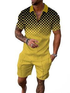 Grossist senaste högkvalitativa poloskjorta för män camisa fotboll t-shirt design casual sommar polo skjorta kläduppsättning design två 2-stycken smal passform kort ärm shorts