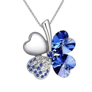 Pendant Necklaces TRPOPSYN Crystal 4 Four Leaf Leaves Clover Pendant Necklaces Lover Birthday Gift Quality Fashion Jewelry Dropshipping Charm Girl Q240525