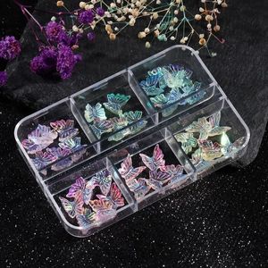 New nail jewelry wholesale ins hot Japanese Aurora magic resin butterfly 6 box nail decoration