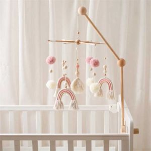 Mobile# Baby hölzernen Bohemian Regenbogenbogenbad Glocken Spielzeug Hanging Anhänger Baby Spielzeug Bewegung Krippe Stand Montessori Spielzeug Baby Geburtsgeschenk Q240525