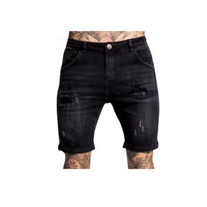 Растяжение джинсовых шорт Mens Summer Thin Lose Corean Style Trendy Jodhpurs разорванные повседневные штаны 240517