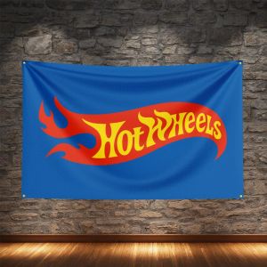 Heta hjul flagga polyester digital tryckning klassiska bilar banner