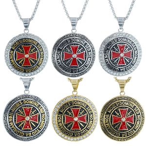 Najnowsze modne męskie 316L Stal nierdzewna masoniczny Syget Naszyjnik Czerwony Krzyż Knights Symbol Silver Gold Wising Biżuteria
