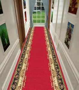 Tapetes de corredor vermelho carpete europeu o corredor de casamento escada de escada de escada para casa tapetes elsle bedroom long long8942343