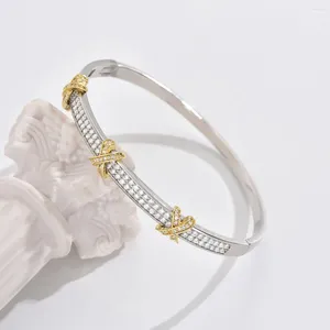 Bangle Yixin Luxury Gold Color Cross Mourles Bangles for Women Fashion X Shape Bracelets Ins Style Nice Party Jewelry