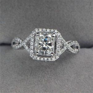 Vintage Promise Ring 925 sterling silver Square 3ct AAAAA Cz stone Engagement Wedding band rings for women men Party Jewelry Shmaw