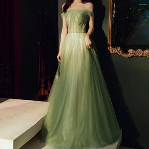 Party Dresses Light Green Evening Dress Off Shoulder Beading Banquet Long Graduation Gown Women Formal