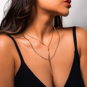 long Jewelry simple snake bone neck with a and cool design Elegant chain tassel necklace nd Elegnt chin tssel lce