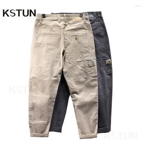 Men's Pants Men Harem Loose Fit Stretch Casual Khaki Patchwork Clothing Full Length Trousers Side Pockets Designer Kpop