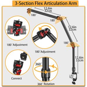 Live Articulated Arm Clamp Extend C Desk Clamp 100cm Ring Light Stand Camera Boom Arm Lazy Bracket For Ring Light DSLR SmartPone