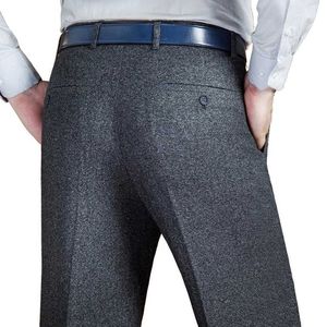 Calça masculina iCPANs Black Suit Pant For Men Pontas de lã soltas Classic Straight S Vestido Formal Business Q240525