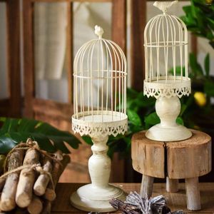 Candle Holders 3pcs Retro Bird Cage Holder Decoration Hanging Lantern Light Dinner