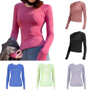 Womens yoga Long Sleeve Top Solid color Quick Dry Breathable Sports fitness Workout Gym Tees T Shirt Female Outdoor Athletic 2.0