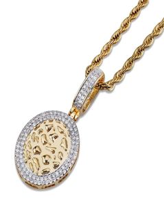 Mens Necklace Hip Hop Jewelry Iced Out Oval Pendants Zircon Designer Necklaces 18k Gold Silver Plated Chain Punk Rock Fashion Wome8459409