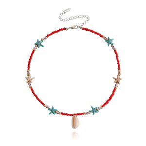 Красочные украшения богемные рисовые бусины морские звезды Shell Shell Coolclace Женское ожерелье в стиле океана