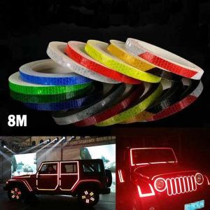 1cm*8m Adesivos de bicicleta Fita refletiva Fita fluorescente MTB Bicicleta Tiras de bicicleta Ciclismo MTB Scooter de motocicleta de capacete de bicicleta