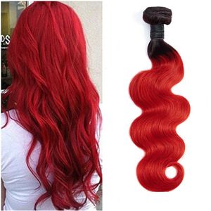 Malaysian Human Hair One Bundle 1B Red Body Wave Double Wefts 10-26inch 1B/Red 100% Human Hair Ruyibeauty Gndbi