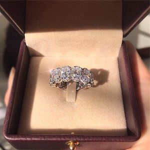Limited Edition Eternity Band Promise Ring 925 Sterling Silver 11pcs Oval Diamond CZ Rings for Women Bvxgn
