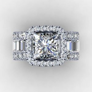 Vintage Ring 925 Sterling Silber Prinzessin Cut 5A CZ Stone Engagement Ehering Bandringe für Frauen Fingerschmuck LCFNQ