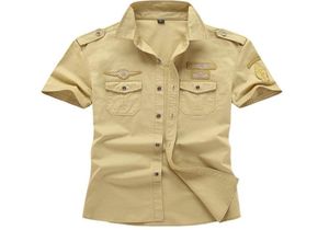 Verão Men de algodão puro camisa de tamanho grande masculino de manga curta de lazer Bordada de bordado militar 6xl hf0154392173