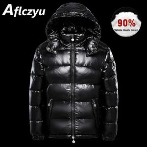 Herrarna ner parkas svart down jacka mens vinter vattentät puff jacka mens fashionabla casual jacka fast färg ljus down jacka varm q240525