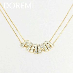 Pendant Necklaces DOREMI 3D Bubble Name Custom Gold Diamond Thick Initial Letter Necklace Women Custom Crystal Slide Charm Balloon Letter Necklace Q240525