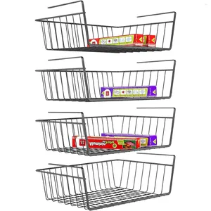 Ispecle de armazenamento de cozinha sob a cesta de prateleira 4 organizador de embalagem Fácil de instalar e usar despensa de metal versátil adicionar