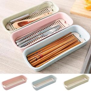 Kitchen Storage Pink/Green/Blue Chopsticks Basket Space Saving Drainable Spoon Fork Box Plastic Tableware Organizer