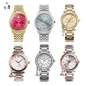 Viviane Westwood Jewelry Vivienewestwood Womenwatch Watchbox Moonwatch Womens Rose Red Red Broken Ice Blue Small Gold Watch Beimu Saturn Pendant Fashion Quartz Watch