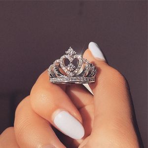 Charm Promise Crown Ring Ring 100% Soild 925 Sterling Silver Diamond Engagement Anelli da matrimonio per le donne Ikgqn