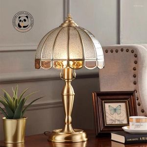 Bordslampor American Luxury Gold Luster Copper Lamp LED GLASS MUNDROOM Bredvid sovrumsljus vardagsrumsstudie Desk