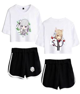 Summer Women039s Sets re Zero Rem und Ram Kurzarm Crop Top Shorts Sweat Suits Frauen Tracksuits zweiteilige Outfit Streetwe1070658