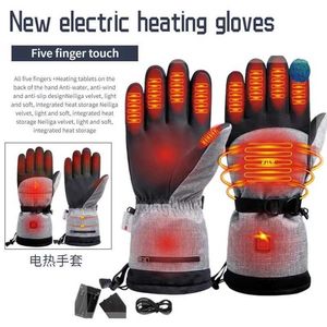 Спортивные перчатки зимние отопления перчатки с сенсорным экраном 3 М хлопок теплее электрические тепловые перчатки водонепроницаемые сноуборды езды на мото
