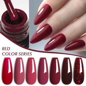 7 ml mörkröd gel nagellack Autumn Winter Red Series semi permanent nagelkonst lack av UV LED Nail Gel Manicure