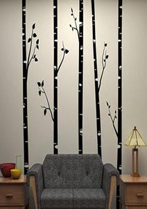5 grandes árvores de bétula com galhos adesivos de parede para garotos da sala de parede removível Arte do bebê Decalques de parede de berçário citações D641b 2012016454745