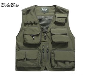 Bolubao Men039s Vest MultiCocket Thin Trend Mesh Breattable Löstagbar väst utomhus bergsbestigning Fiske Casual Vest MA8389558