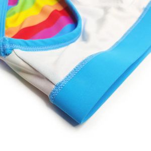 Men's Swim Briefs Trendy Stitching Color Low-waist Sexy Drawstring Surfboard Swimwear Pad Push-up Swimming Pride day Strips