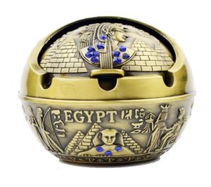 Newest Colorful Metal Ashtray Egypt Pattern Ball Shape Pyramid Storage Box Portable Innovative Design Luxury Decoration Cake D1231678