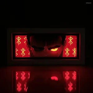 Lampy stołowe Lightbox Paper Cut Shadow Box Berserk Guts LED LED LED LED DEK DECORACJA Dekoracja dzieci urodzin